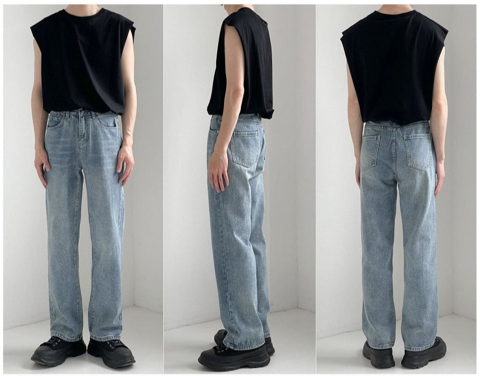 Straight Casual Washed Jeans