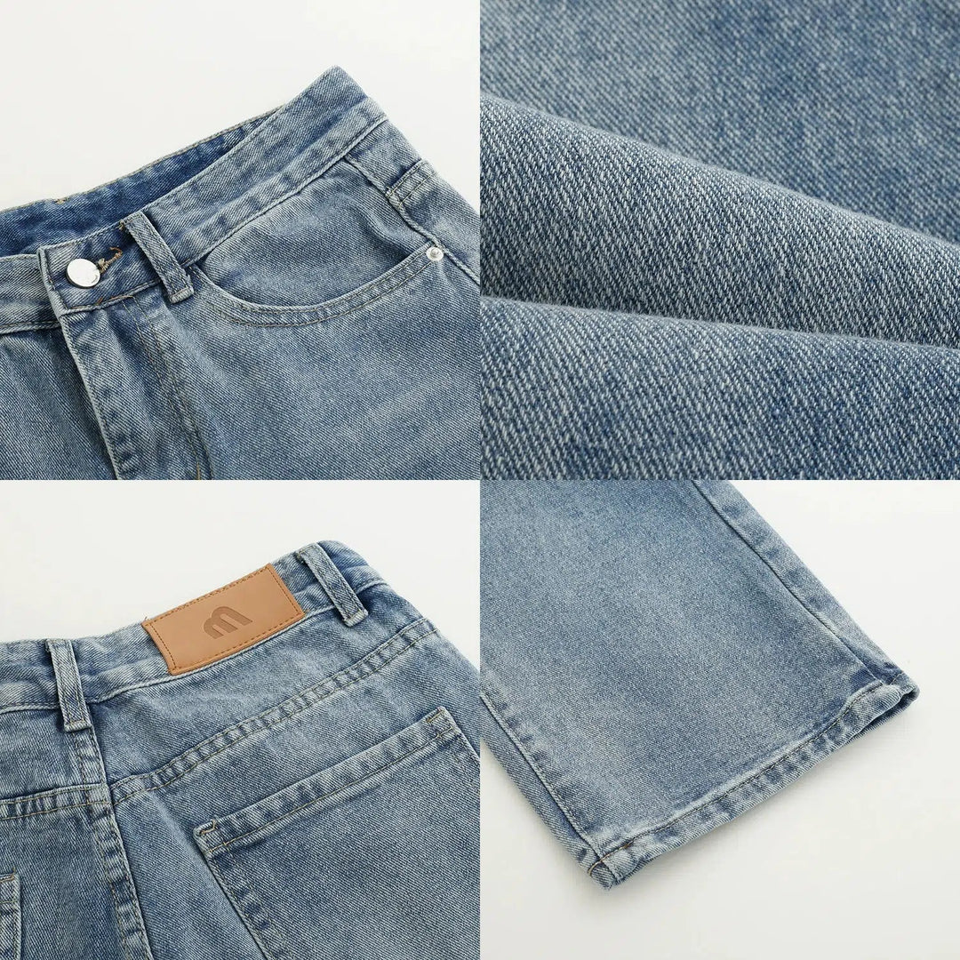 Straight Casual Washed Jeans