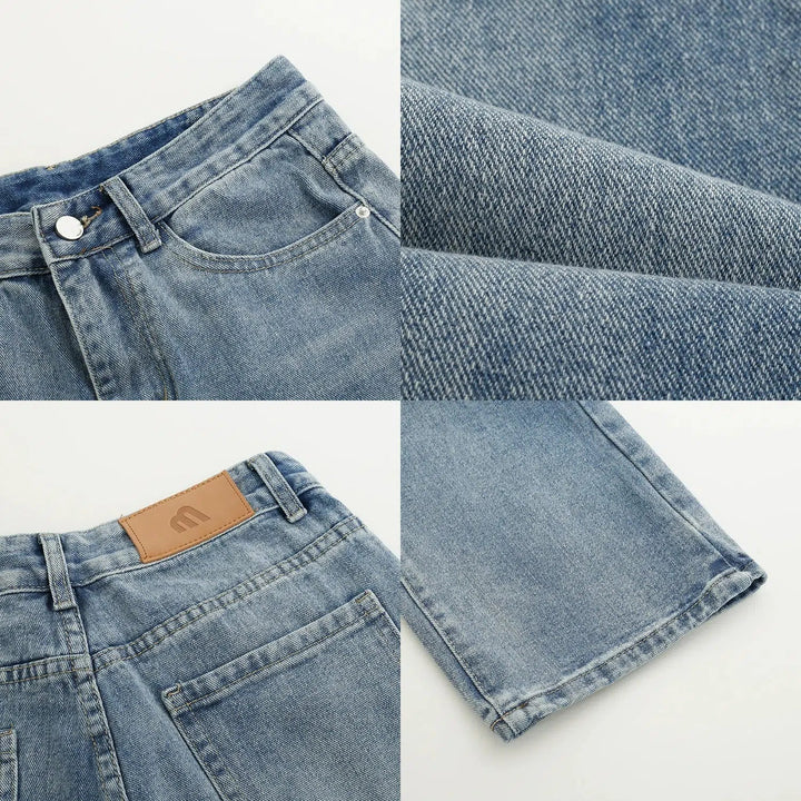 Straight Casual Washed Jeans