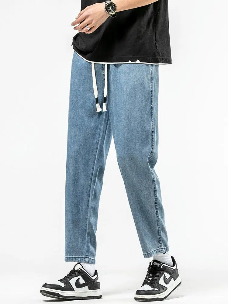 Straight Drawstring Jeans