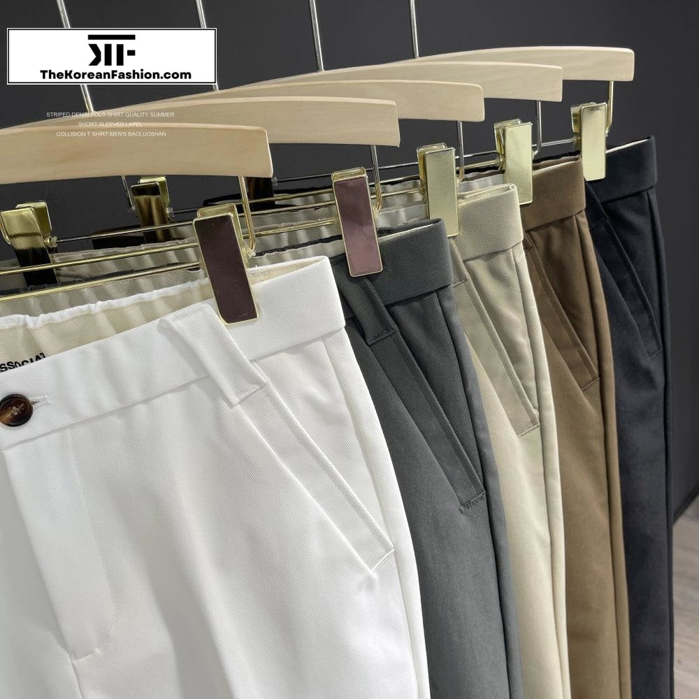 Straight Elastic Waist Casual Suit Pants