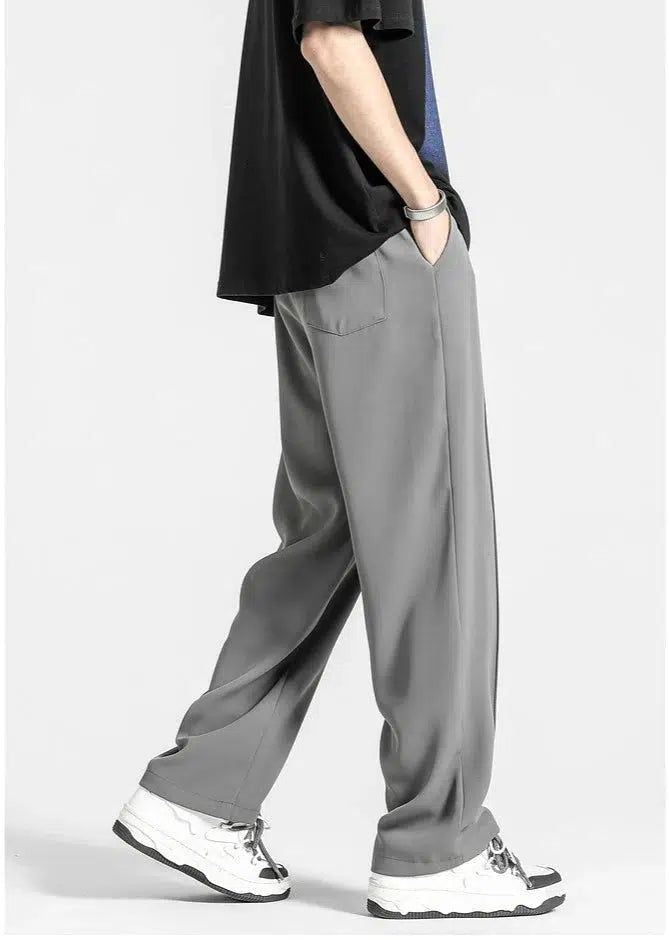 Straight Ice Silk Drape Casual Pants