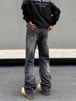 Straight-Leg Washed Denim Pants