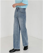 Straight Light-Colored Denim Pants
