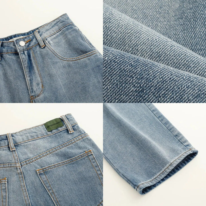 Straight Light-Colored Denim Pants