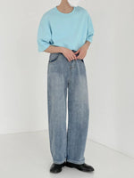 Straight Light-Colored Denim Pants