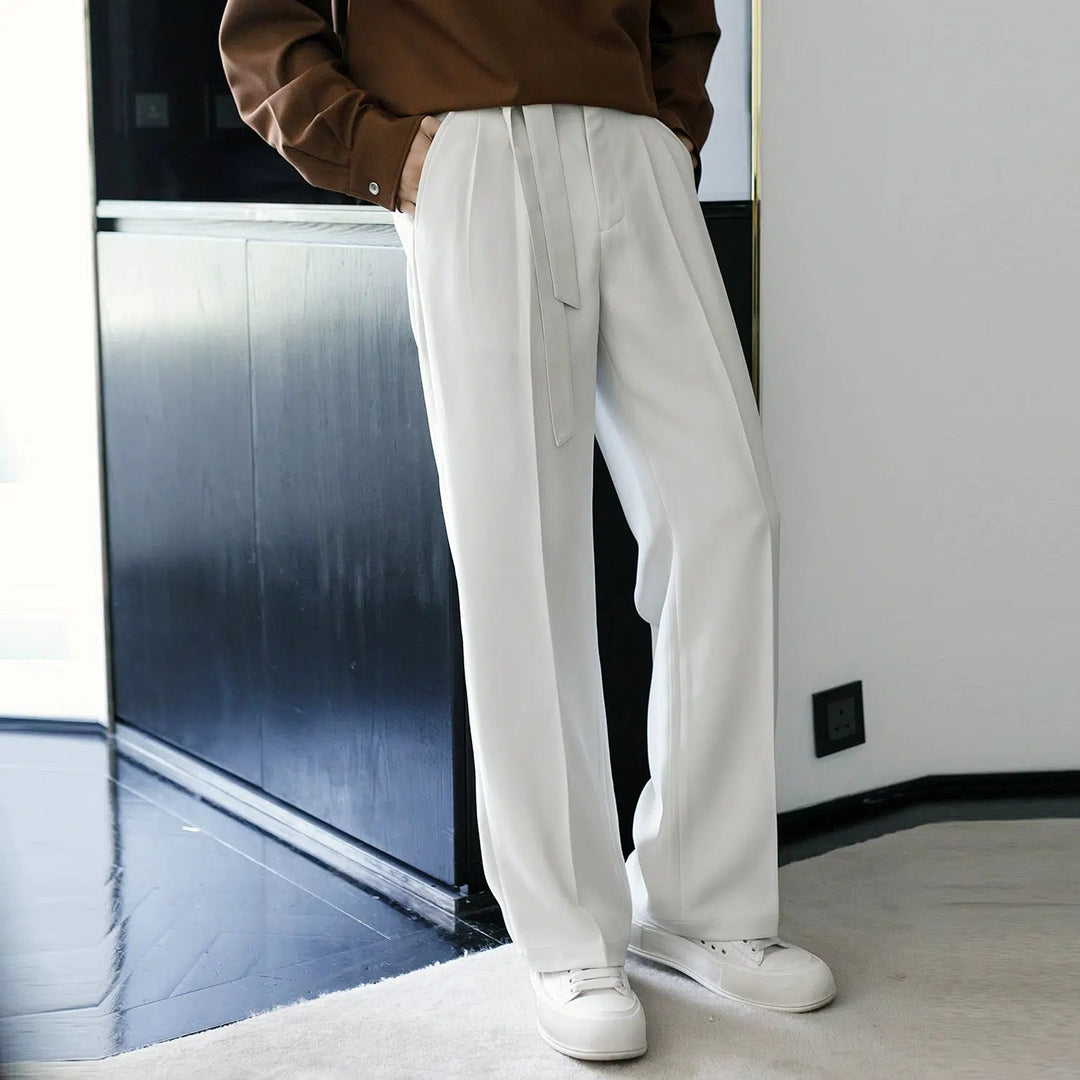 Straight Loose Drape Pleated Pants