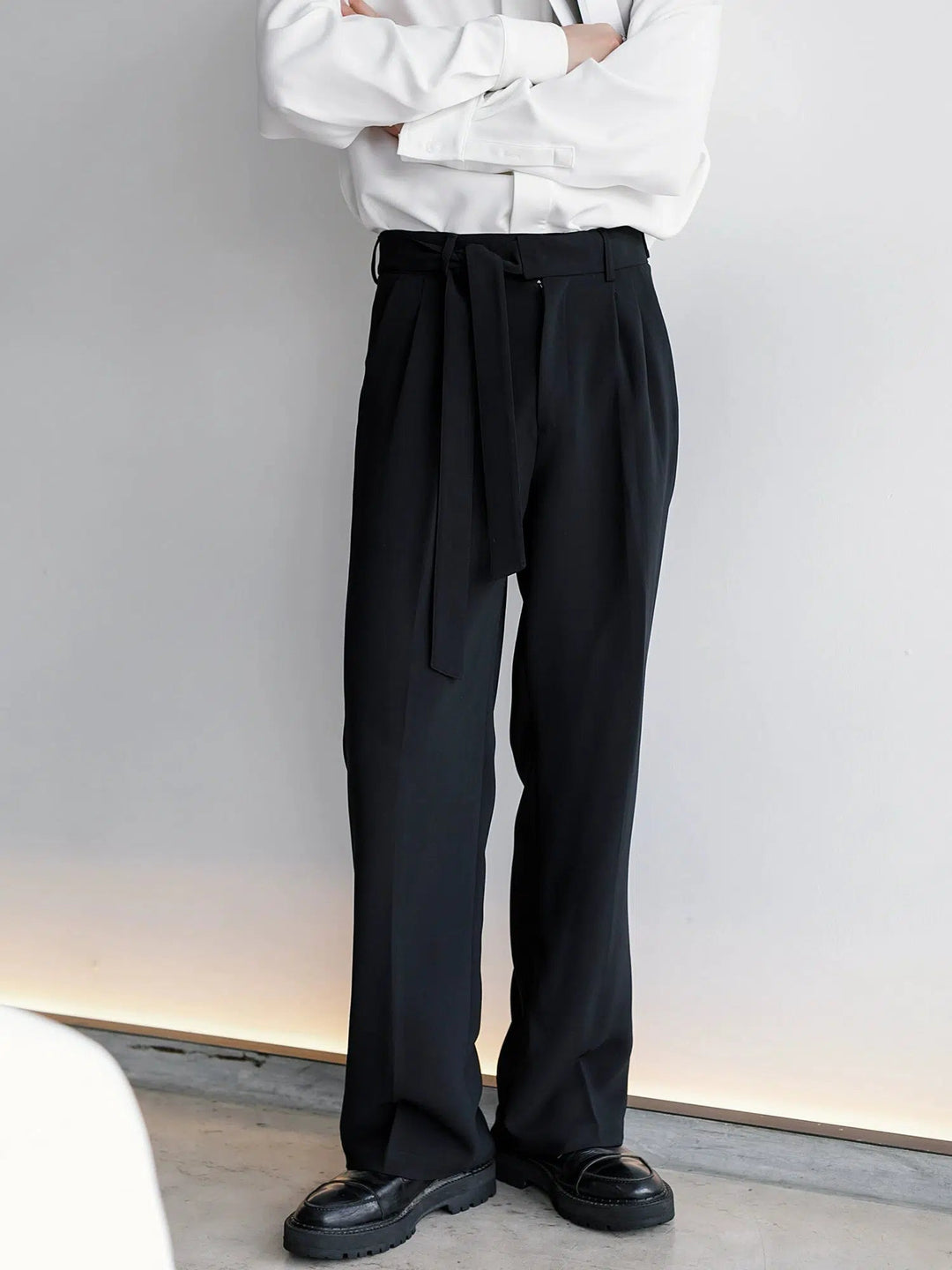 Straight Loose Drape Pleated Pants