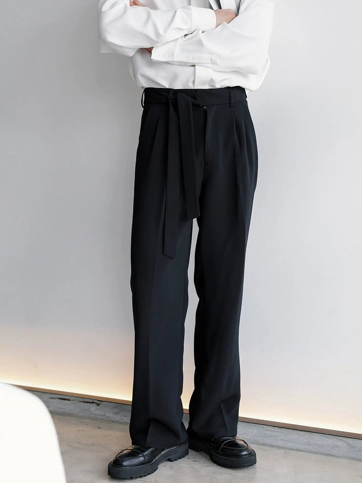 Straight Loose Drape Pleated Pants