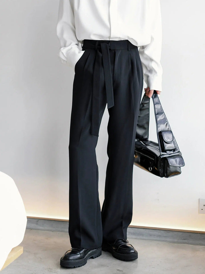 Straight Loose Drape Pleated Pants