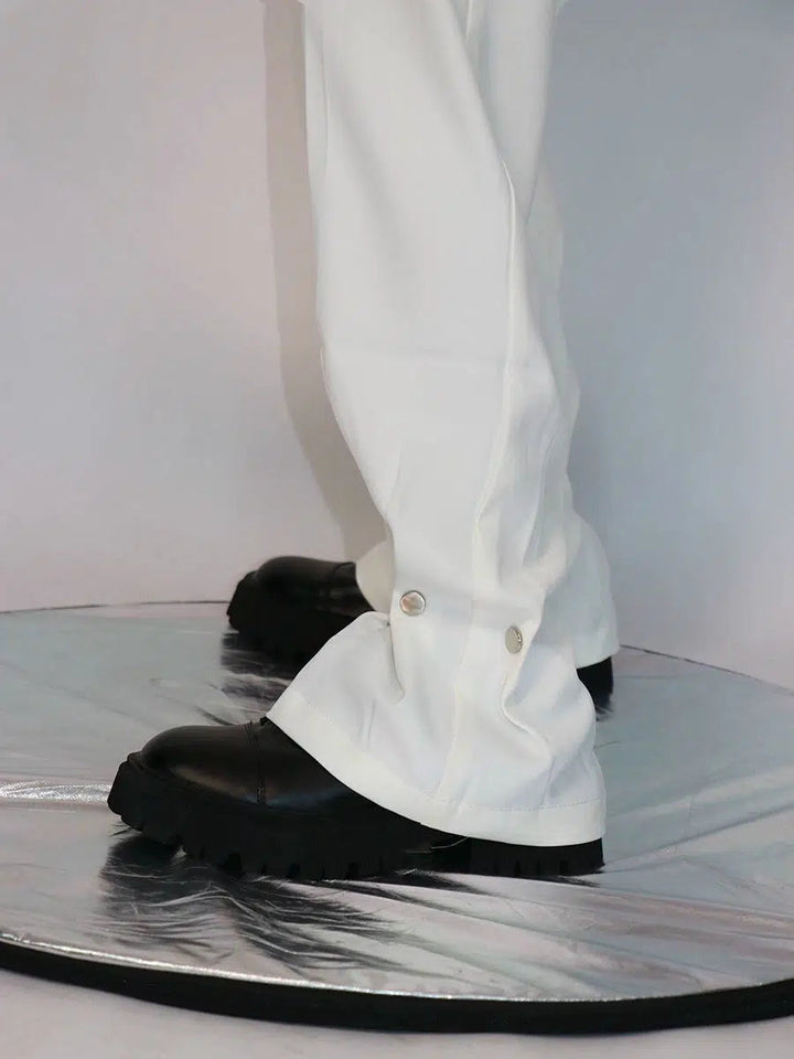 Straight Metal Button Design Loose Pants