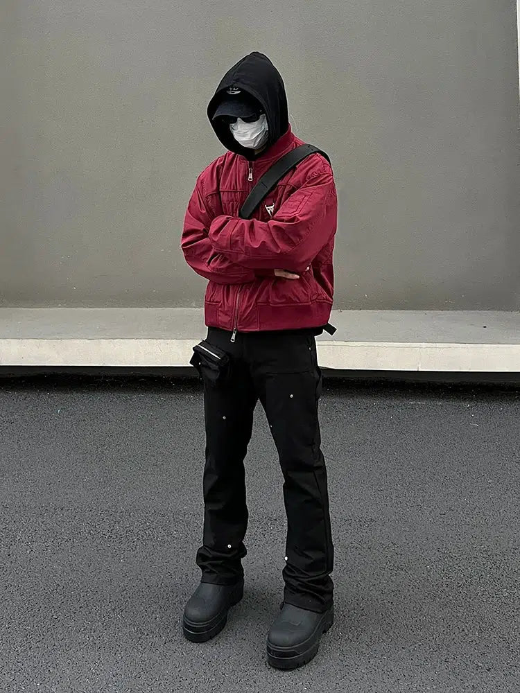 Straight Micro-Flared Overalls Pants