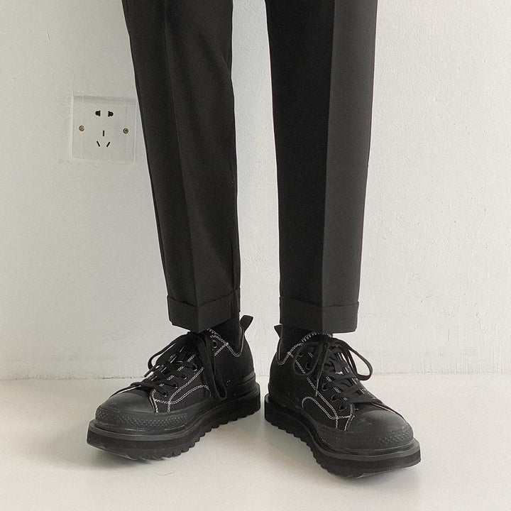 Straight Slim Cropped Suit Pants