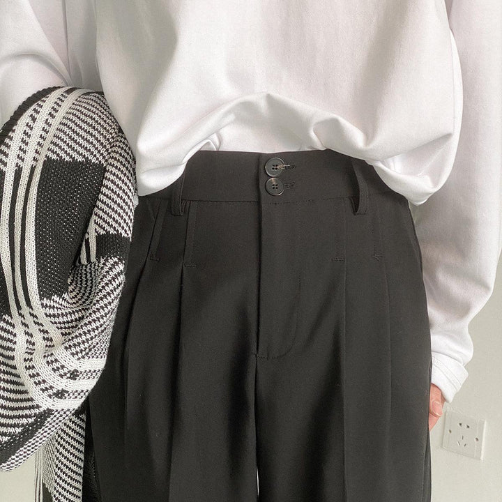 Straight Slim Cropped Suit Pants