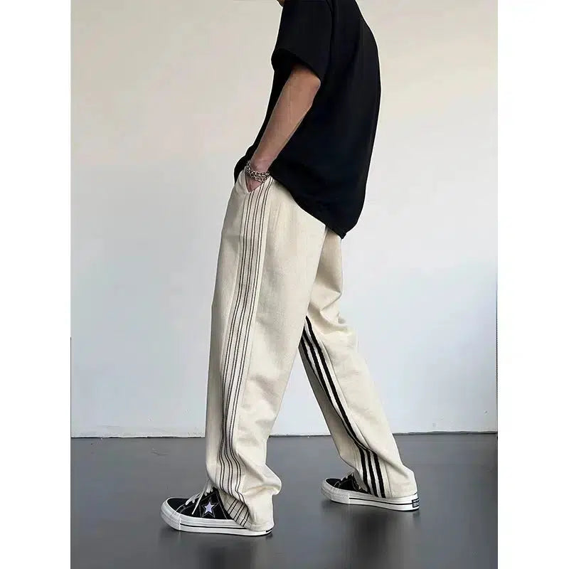Straight Striped Drape Pants