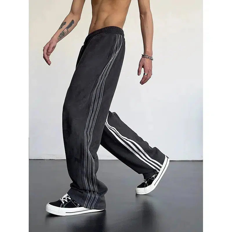 Straight Striped Drape Pants