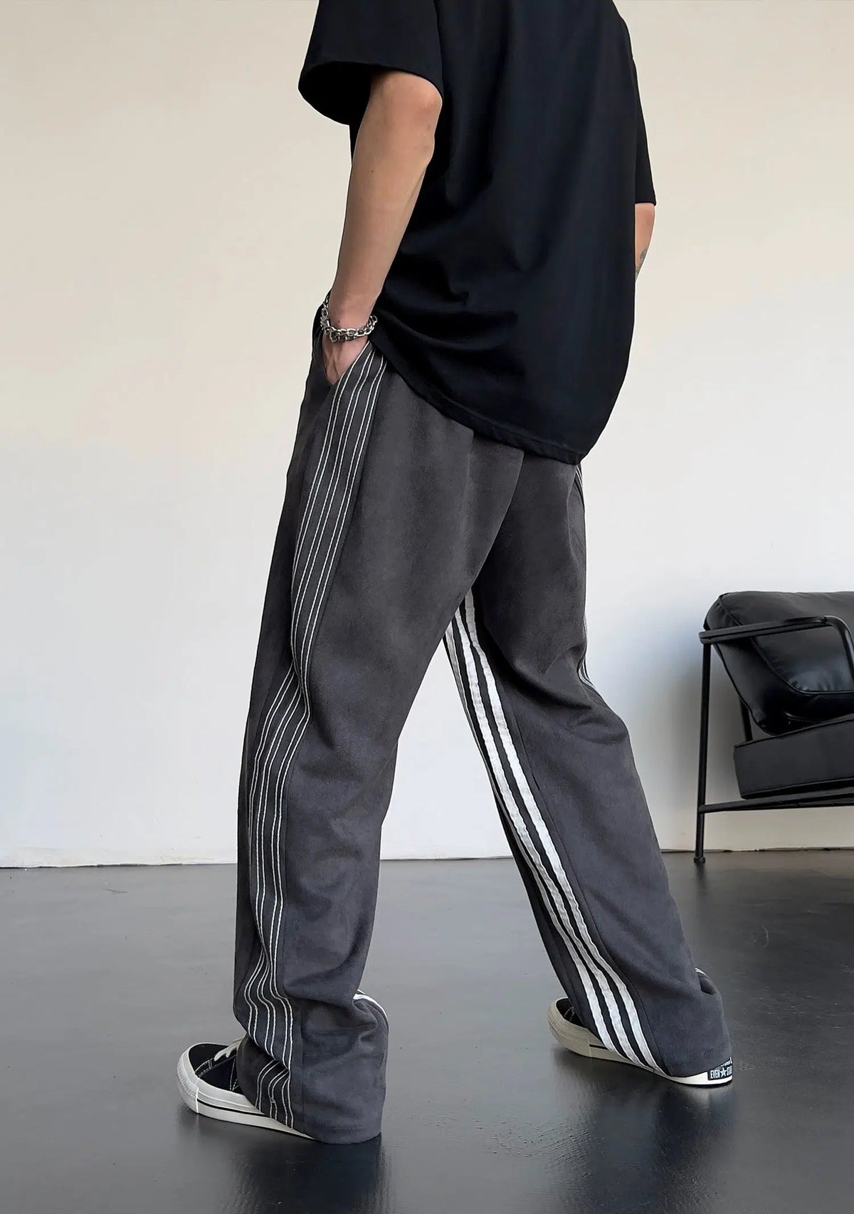 Straight Striped Drape Pants