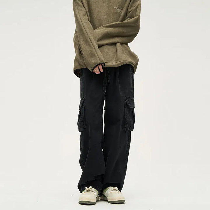 Straight Wide Leg Cargo Pants