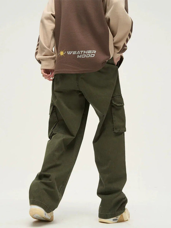 Straight Wide Leg Cargo Pants