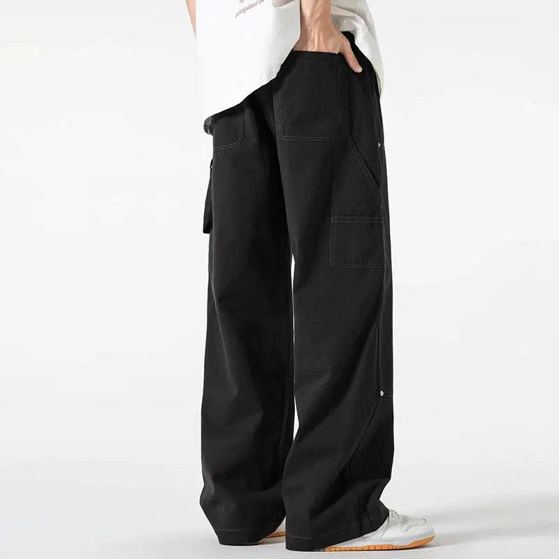Straight Wide-leg Cargo Jeans