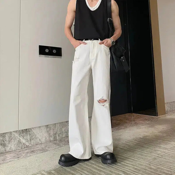 Straight-leg Ripped Jeans
