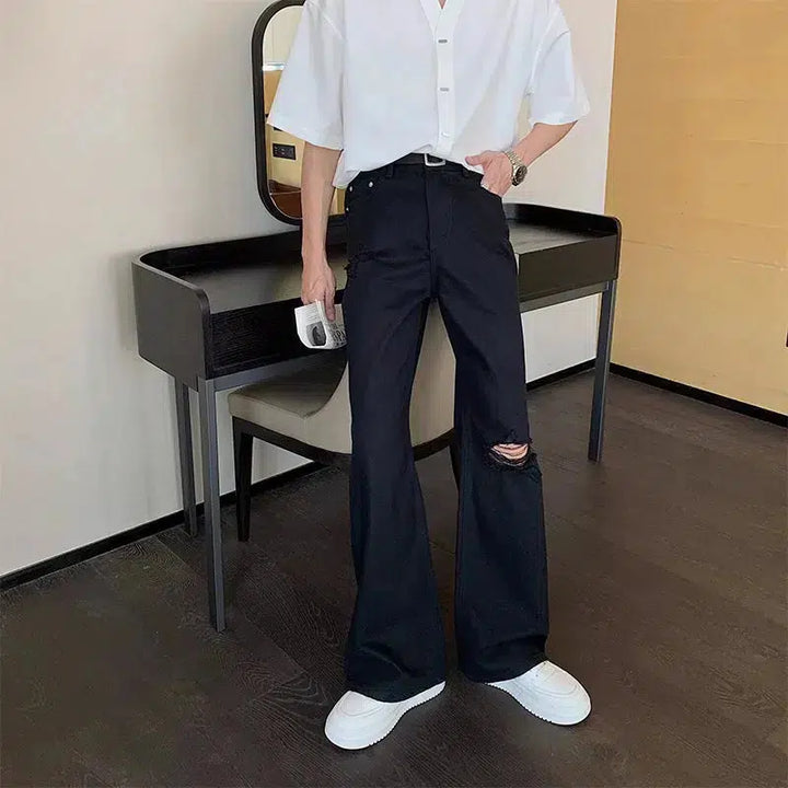Straight-leg Ripped Jeans