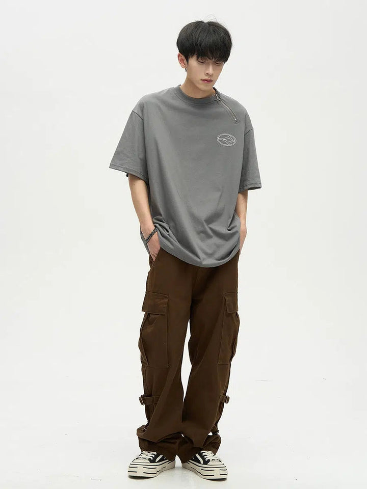 Strappy Straight-leg Overalls Cargo Pants