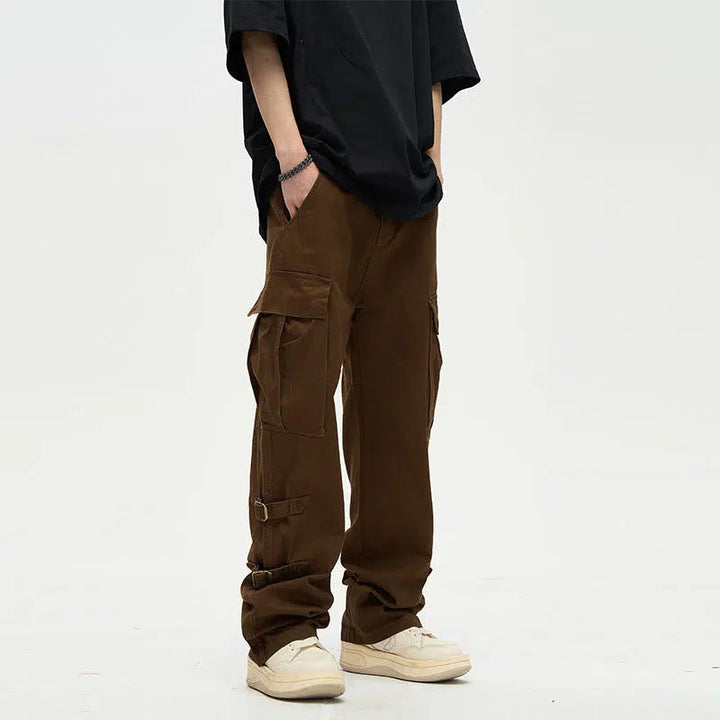 Strappy Straight-leg Overalls Cargo Pants