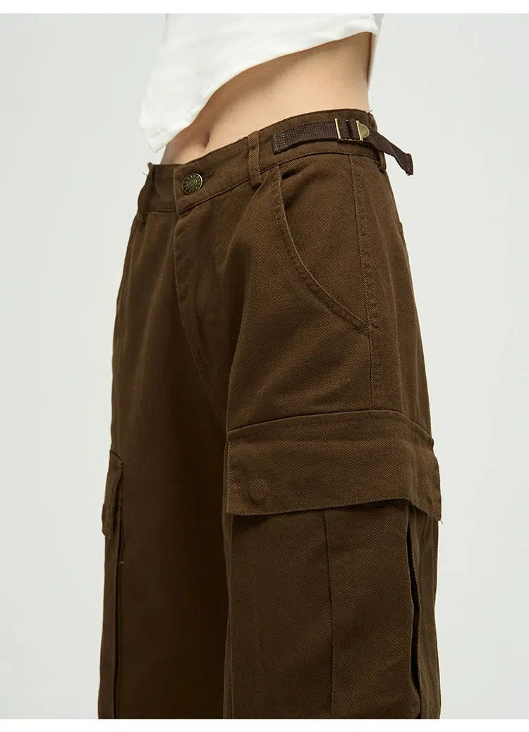 Strappy Straight-leg Overalls Cargo Pants