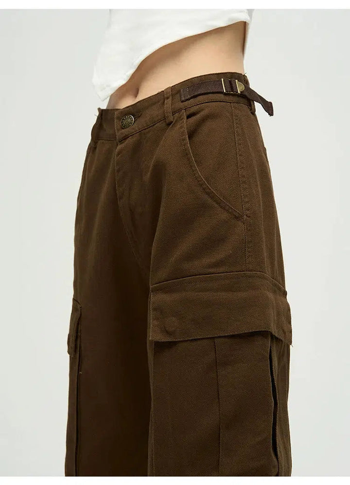 Strappy Straight-leg Overalls Cargo Pants