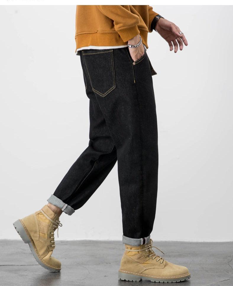 Stretch Elastic Belted Jeans