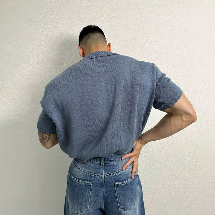 Stretch Slim Fit Knitted Polo Thin Shirt