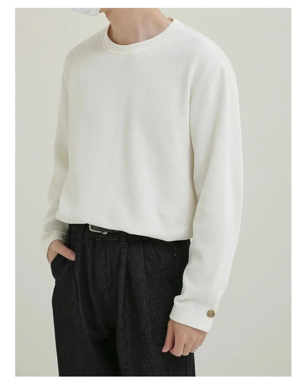 Stretch Solid Color Long Sleeve T-shirt