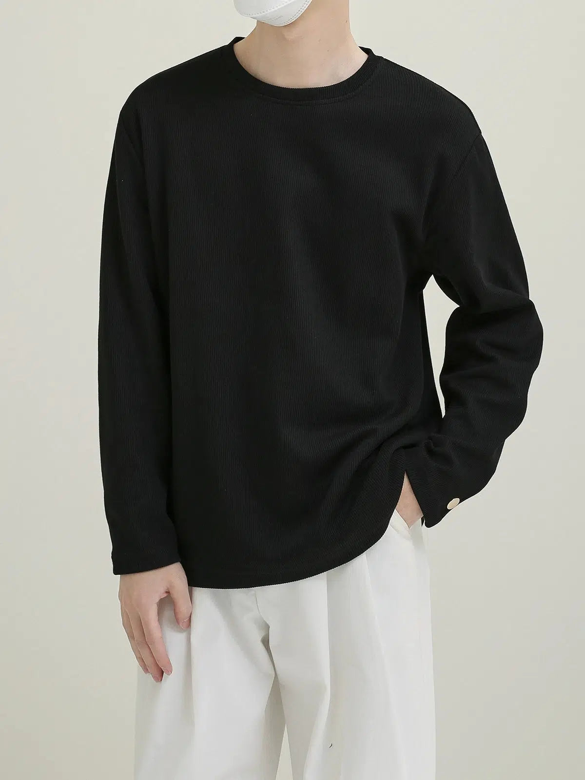 Stretch Solid Color Long Sleeve T-shirt
