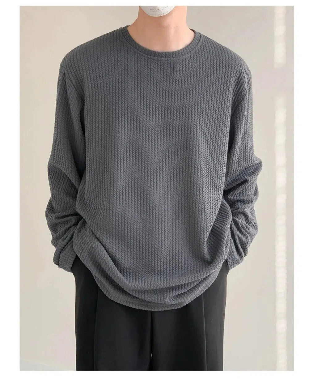 Stripe Anti-wrinkle Round Neck Bottoming Shirt