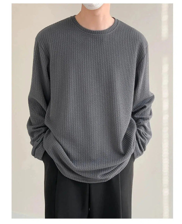 Stripe Anti-wrinkle Round Neck Bottoming Shirt