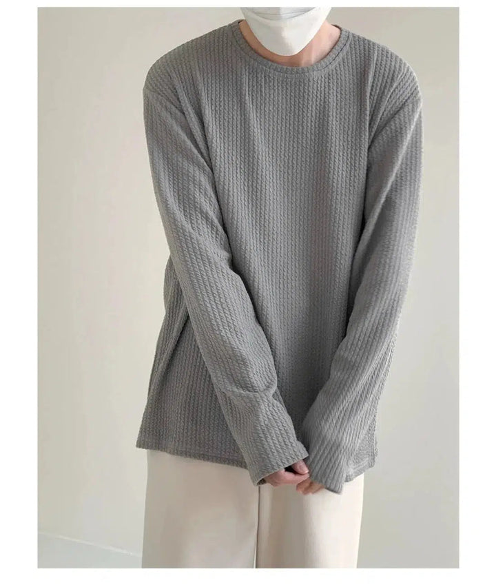 Stripe Anti-wrinkle Round Neck Bottoming Shirt