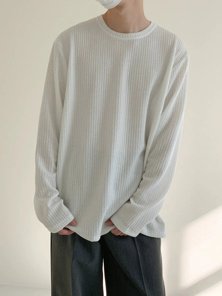 Stripe Anti-wrinkle Round Neck Bottoming Shirt