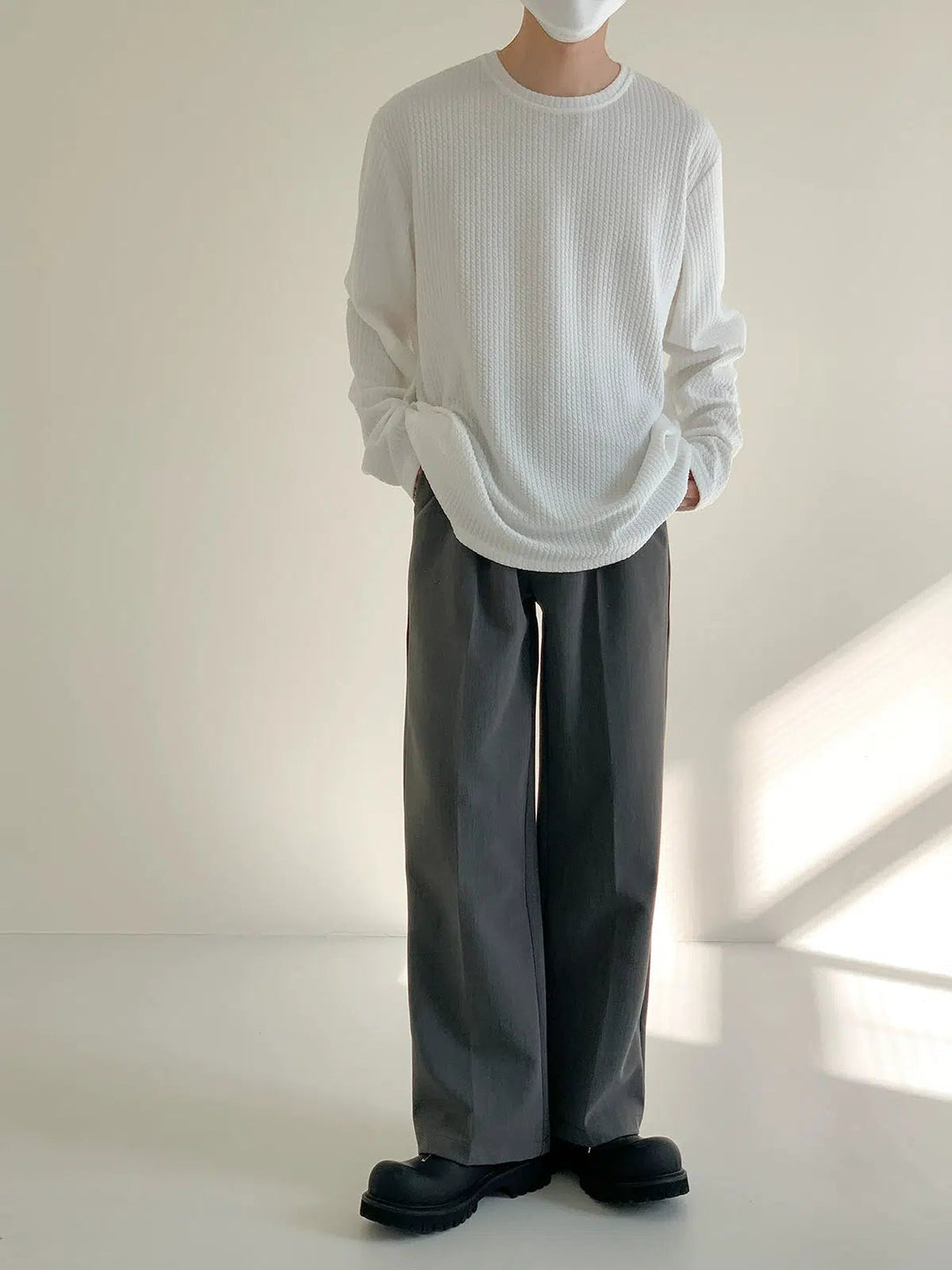 Stripe Anti-wrinkle Round Neck Bottoming Shirt