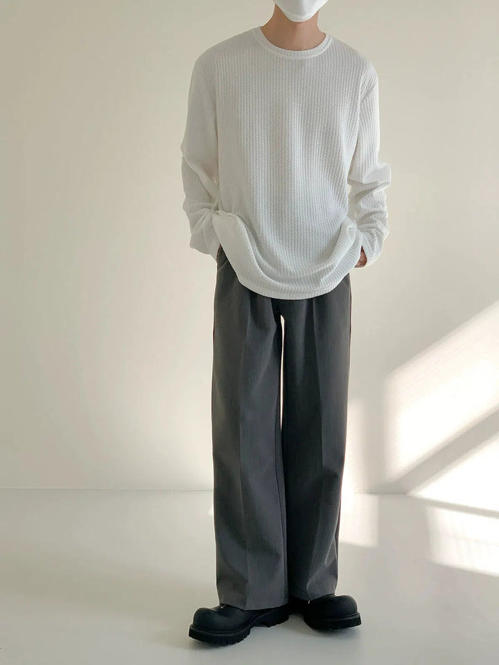 Stripe Anti-wrinkle Round Neck Bottoming Shirt