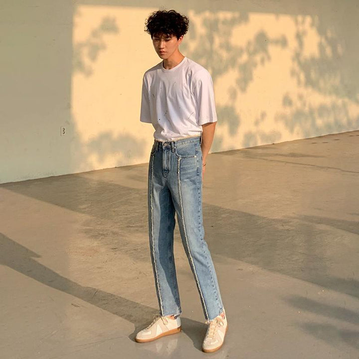 Stripe Straight Casual Jeans