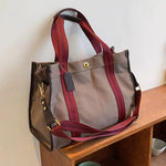 Striped Handles Canvas Tote Bag