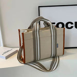Striped Handles Canvas Tote Bag