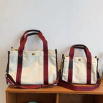 Striped Handles Canvas Tote Bag