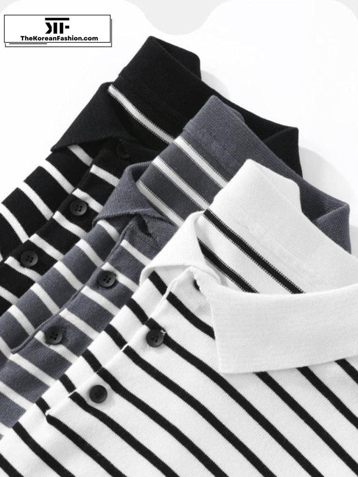 Striped Knitted Polo Shirt