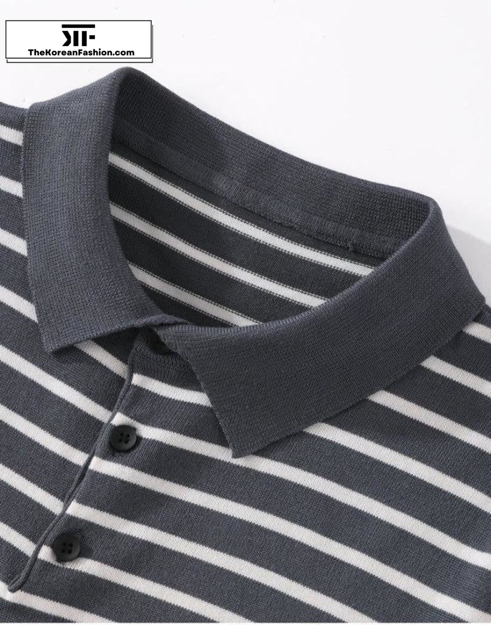 Striped Knitted Polo Shirt