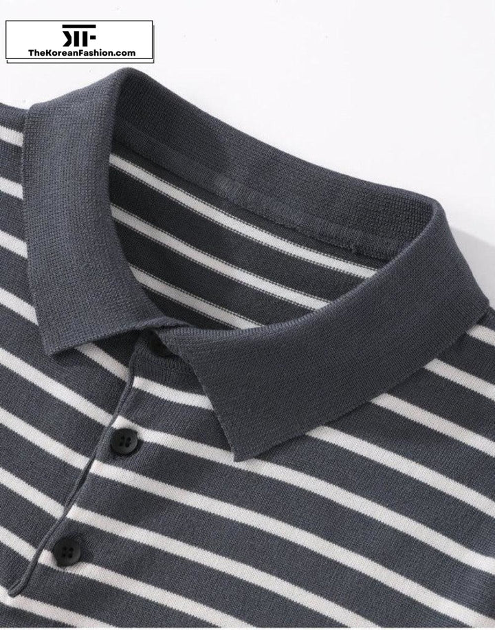 Striped Knitted Polo Shirt