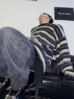 Striped Mohair Round Neck Loose Sweater