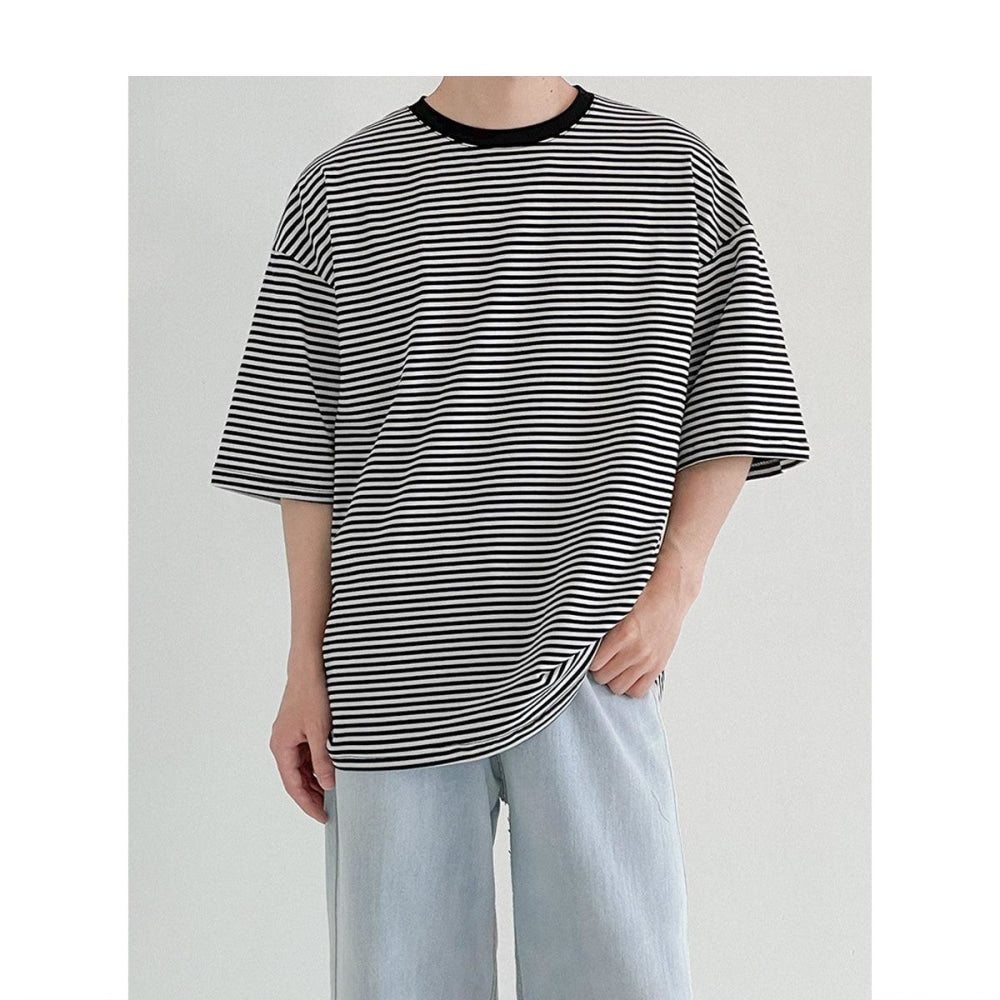 Striped Round Neck Casual T-shirt