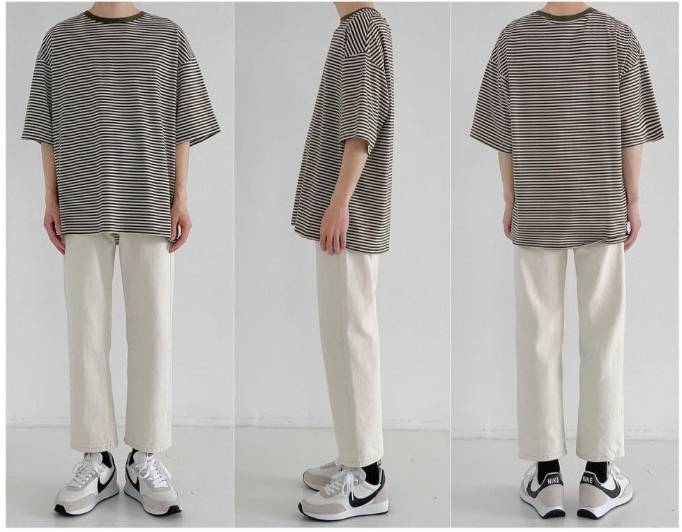 Striped Round Neck Casual T-shirt